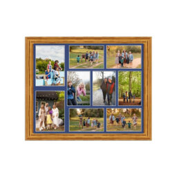 AK Frames 20X16 Oak Classic Multi Photo Frame With Blue Mount - Holds 9 Apertures (2X) 7X5, (7X) 6X4 Photos - thumbnail 1