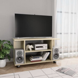 Berkfield Sturdy Tv Cabinet With Castors Sonoma Oak 80X40X40 Cm Engineered Wood - thumbnail 2