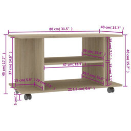 Berkfield Sturdy Tv Cabinet With Castors Sonoma Oak 80X40X40 Cm Engineered Wood - thumbnail 6