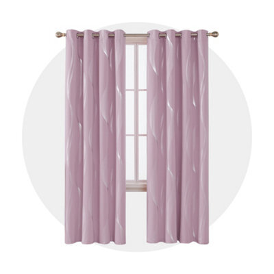 Deconovo Silver Wave Line Foil Printed Blackout Curtains Thermal Curtains For Bedroom 46 X 90 Inch Light Pink 2 Panels - image 1