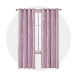 Deconovo Silver Wave Line Foil Printed Blackout Curtains Thermal Curtains For Bedroom 46 X 90 Inch Light Pink 2 Panels - thumbnail 1