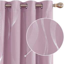 Deconovo Silver Wave Line Foil Printed Blackout Curtains Thermal Curtains For Bedroom 46 X 90 Inch Light Pink 2 Panels - thumbnail 3