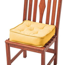 Homescapes Mustard Cotton Dining Booster Cushion - thumbnail 1