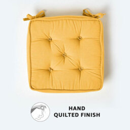 Homescapes Mustard Cotton Dining Booster Cushion - thumbnail 4