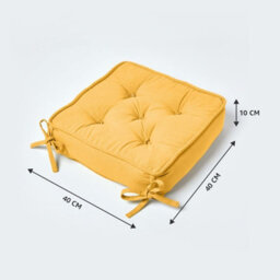 Homescapes Mustard Cotton Dining Booster Cushion - thumbnail 2