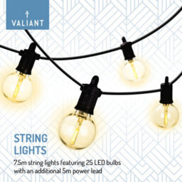 Valiant Wedding And Party String Lights For Indoor And Outdoor Use 12.5Mtrs Includes 25 Warm White Bulbs - thumbnail 2