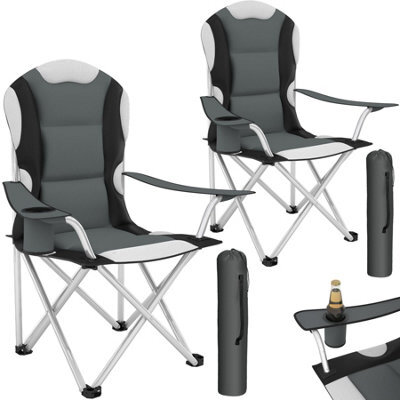 Tectake Camping Chair - Padded Seat With Carry Bag - Grey - Set Of 2 - image 1