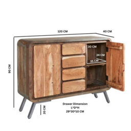 Wyld Haus Los Angeles Reclaimed Wood & Metal Sideboard, 4 Drawers, 2 Doors - thumbnail 4