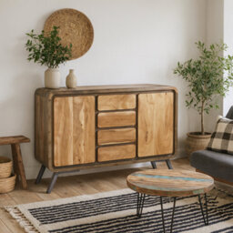 Wyld Haus Los Angeles Reclaimed Wood & Metal Sideboard, 4 Drawers, 2 Doors - thumbnail 2