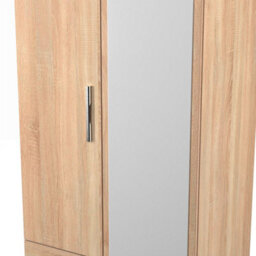 Trent 2 Drawer Double Mirror Wardrobe In Black Gloss & Black Matt (Ready Assembled) - thumbnail 4