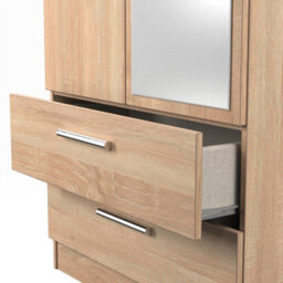 Trent 2 Drawer Double Mirror Wardrobe In Black Gloss & Black Matt (Ready Assembled) - thumbnail 6