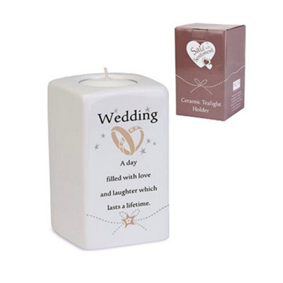 Said With Sentiment Ceramic Tea Light Holder: Wedding - image 1