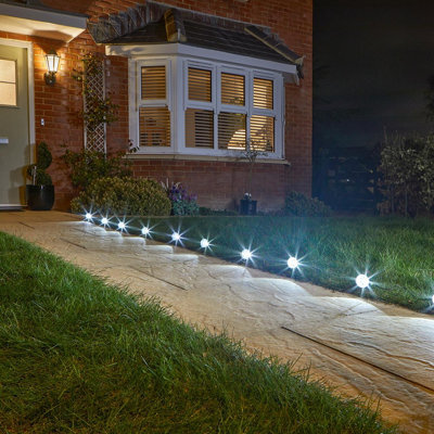 10 X Solar Powered Spotlights - 10 Lumen Super Bright Outdoor Garden Stake Lights For Lawns, Borders, Pathways - Measures L6.5M - image 1