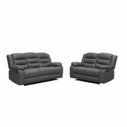 SquareBoxx Milano Grey Leather Recliner Sofa Set 3+2 - thumbnail 2