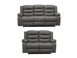 SquareBoxx Milano Grey Leather Recliner Sofa Set 3+2 - thumbnail 3