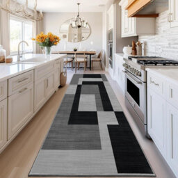 Ameha Milo Black Grey Printed Rug Kitchen Hallway Area Extra Large Runner Rugs, 80X300 Cm - thumbnail 2