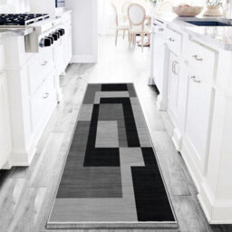 Ameha Milo Black Grey Printed Rug Kitchen Hallway Area Extra Large Runner Rugs, 80X300 Cm - thumbnail 3