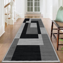 Ameha Milo Black Grey Printed Rug Kitchen Hallway Area Extra Large Runner Rugs, 80X300 Cm - thumbnail 6