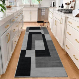Ameha Milo Black Grey Printed Rug Kitchen Hallway Area Extra Large Runner Rugs, 80X300 Cm - thumbnail 4