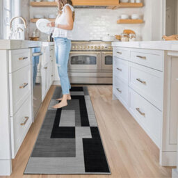 Ameha Milo Black Grey Printed Rug Kitchen Hallway Area Extra Large Runner Rugs, 80X300 Cm - thumbnail 5