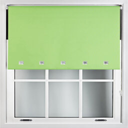 Furnished Blackout Roller Blinds With Square Eyelets And Metal Fittings- Lime Green Trimmable (W)60Cm (L)210Cm