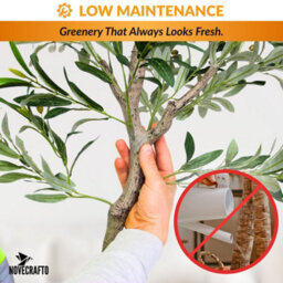 Novecrafto 120Cm Artificial Olive Tree With Decorative Pot & Mediterranean Stones - Realistic Indoor Faux Plant With Lifelike Leaves & Fruits - thumbnail 6