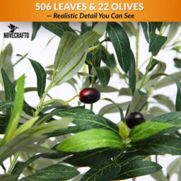 Novecrafto 120Cm Artificial Olive Tree With Decorative Pot & Mediterranean Stones - Realistic Indoor Faux Plant With Lifelike Leaves & Fruits - thumbnail 4