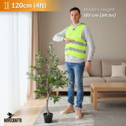 Novecrafto 120Cm Artificial Olive Tree With Decorative Pot & Mediterranean Stones - Realistic Indoor Faux Plant With Lifelike Leaves & Fruits - thumbnail 5