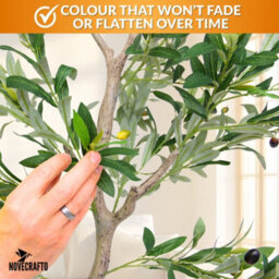 Novecrafto 120Cm Artificial Olive Tree With Decorative Pot & Mediterranean Stones - Realistic Indoor Faux Plant With Lifelike Leaves & Fruits - thumbnail 9