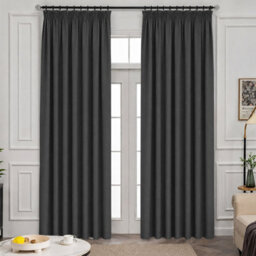 Oxford Homeware Plain Grey 230Gsm Blackout Curtain Thermal Insulated Pencil Pleat For Living Room Curtain Pair (W)228Cmx(L)183Cm - thumbnail 7