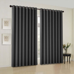 Oxford Homeware Plain Grey 230Gsm Blackout Curtain Thermal Insulated Pencil Pleat For Living Room Curtain Pair (W)228Cmx(L)183Cm - thumbnail 1