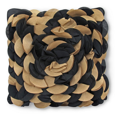 Intimates 3D Design Soft Fabric Cushion, Machine Washable With Zip Closure - Black