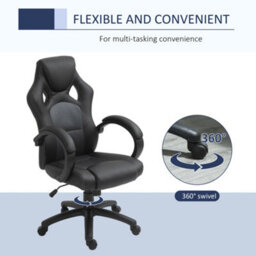 HOMCOM Vinsetto Racing Gaming Chair Swivel Home Office Gamer Chair With Wheels Gray - thumbnail 6