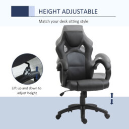 HOMCOM Vinsetto Racing Gaming Chair Swivel Home Office Gamer Chair With Wheels Gray - thumbnail 4