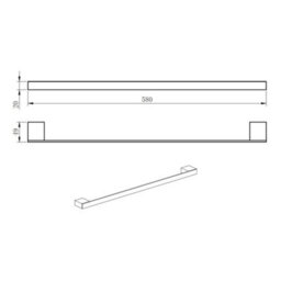 Bubly Bathrooms Premium Wall Mounted Matt Black Towel Bar - Contemporary Modern Design - thumbnail 2