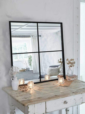 Aspect Furniture Square Window Wall Mirror,metal Window Pane Mirror,black,60 X2 X60 Cm - image 1
