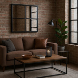 Aspect Furniture Square Window Wall Mirror,metal Window Pane Mirror,black,60 X2 X60 Cm - thumbnail 2