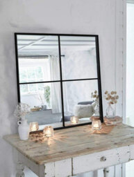 Aspect Furniture Square Window Wall Mirror,metal Window Pane Mirror,black,60 X2 X60 Cm - thumbnail 1