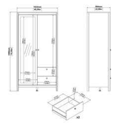 Furniture To Go Barcelona Wardrobe With 1 Door + 1 Mirror Door + 2 Drawers White - thumbnail 9