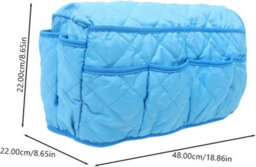 Sofa Armrest Storage Pouch With Multiple Pockets In Blue Non-Woven Fabric, Practical Hanging Organizers For Living Room - thumbnail 3