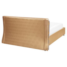Beliani Bed With Led Leather Paris 160 X 200 Cm (Eu King Size) Led Gold - thumbnail 8