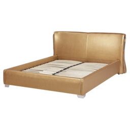 Beliani Bed With Led Leather Paris 160 X 200 Cm (Eu King Size) Led Gold - thumbnail 6