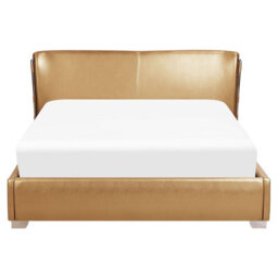 Beliani Bed With Led Leather Paris 160 X 200 Cm (Eu King Size) Led Gold - thumbnail 7