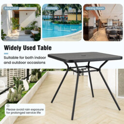 Gainoom Patio Dining Table 80Cm Square Outdoor Table W/ 4Cm Umbrella Hole - thumbnail 6