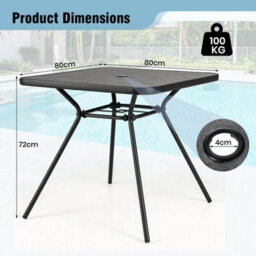 Gainoom Patio Dining Table 80Cm Square Outdoor Table W/ 4Cm Umbrella Hole - thumbnail 2