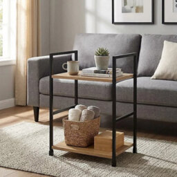 Small Slim Side Table Narrow End Table Oak Colour 29X23.5X48Cm - thumbnail 3