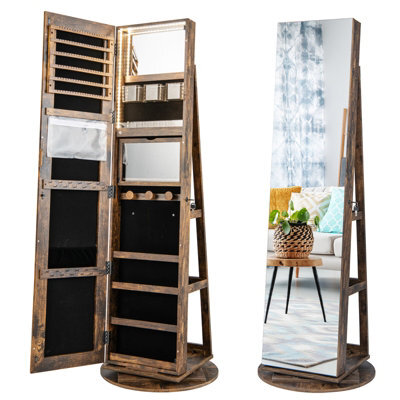 Costway Rotating Jewelry Armoire Freestanding Jewelry Cabinet W/ Full Length Mirror - image 1