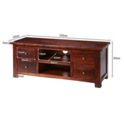 Wyld Haus Oxford Mahogany Mango Wood Tv Unit With 4 Drawers And 2 Shelves - thumbnail 3