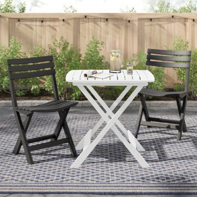Urbn-Living Urbnliving 72Cm Height Portable Camping Plastic Picnic Tray Table And 2 Chairs Folding Furniture Set White - image 1