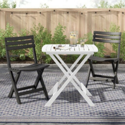 Urbn-Living Urbnliving 72Cm Height Portable Camping Plastic Picnic Tray Table And 2 Chairs Folding Furniture Set White - thumbnail 1